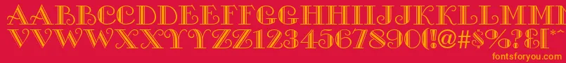 フォントProverDisplayCapsSsi – 赤い背景にオレンジの文字