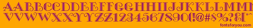 ProverDisplayCapsSsi-fontti – violetit fontit oranssilla taustalla