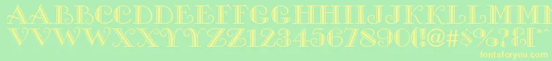 フォントProverDisplayCapsSsi – 黄色の文字が緑の背景にあります