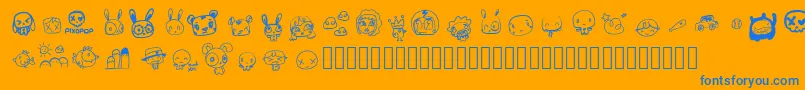 PixopopRoughcut-fontti – siniset fontit oranssilla taustalla