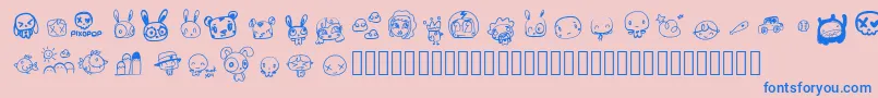 PixopopRoughcut-fontti – siniset fontit vaaleanpunaisella taustalla