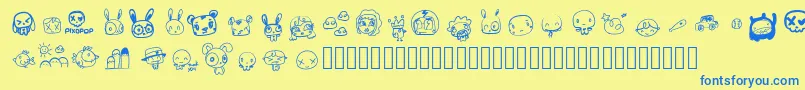 PixopopRoughcut Font – Blue Fonts on Yellow Background
