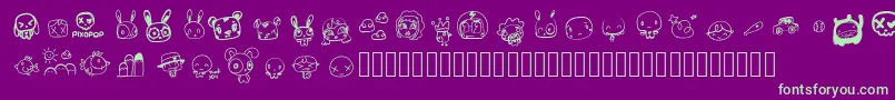 PixopopRoughcut Font – Green Fonts on Purple Background