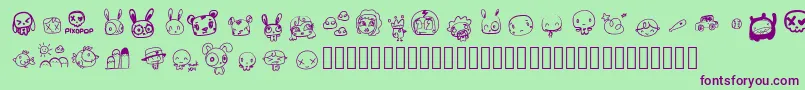 PixopopRoughcut Font – Purple Fonts on Green Background