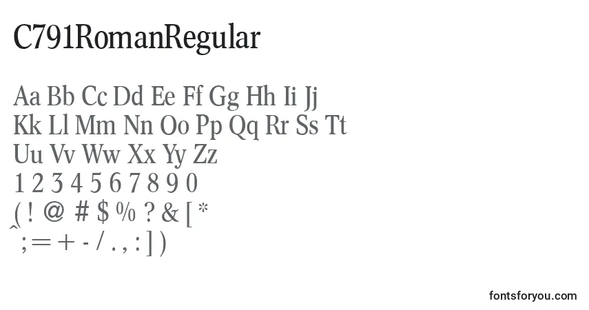 A fonte C791RomanRegular – alfabeto, números, caracteres especiais