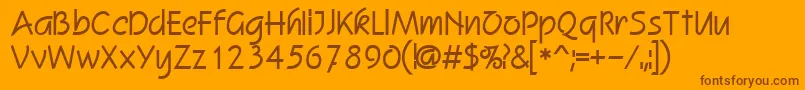 Revere-Schriftart – Braune Schriften auf orangefarbenem Hintergrund
