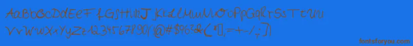 Myfirsthandwriting Font – Brown Fonts on Blue Background