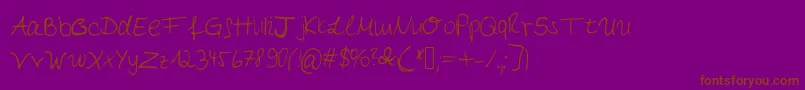 Подробнее о шрифте Myfirsthandwriting Шрифт Myfirsthandwriting – коричневые шрифты на фиолетовом фоне