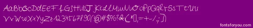 Myfirsthandwriting Font – Pink Fonts on Purple Background