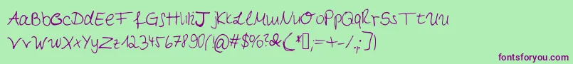 Myfirsthandwriting Font – Purple Fonts on Green Background