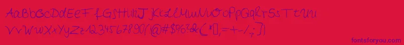 Myfirsthandwriting Font – Purple Fonts on Red Background