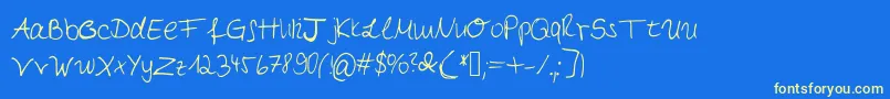 Myfirsthandwriting Font – Yellow Fonts on Blue Background