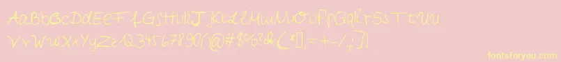 Myfirsthandwriting Font – Yellow Fonts on Pink Background