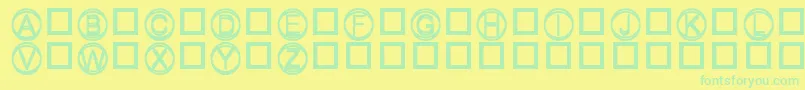 Knapp-Schriftart – Grüne Schriften auf gelbem Hintergrund