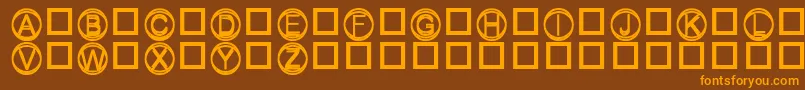 フォントKnapp – オレンジ色の文字が茶色の背景にあります。