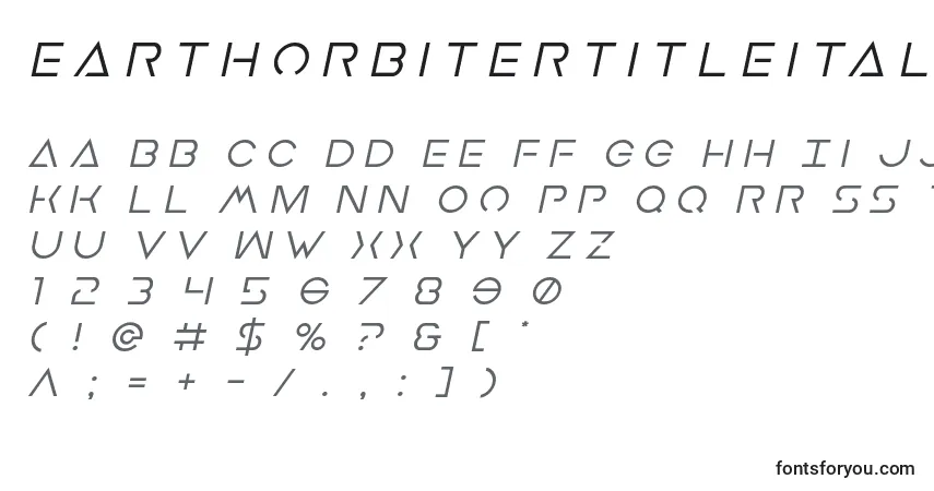 A fonte Earthorbitertitleital – alfabeto, números, caracteres especiais