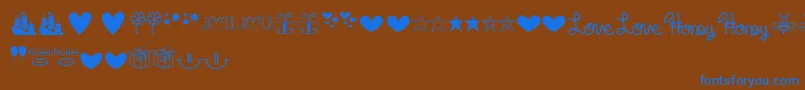 MfDings-Schriftart – Blaue Schriften auf braunem Hintergrund