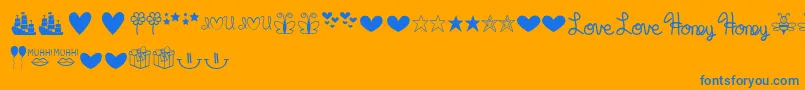 MfDings Font – Blue Fonts on Orange Background