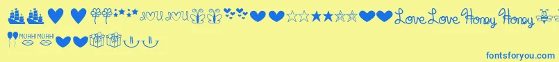 MfDings Font – Blue Fonts on Yellow Background