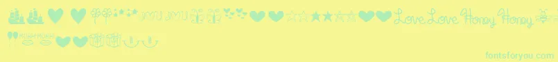 フォントMfDings – 黄色い背景に緑の文字