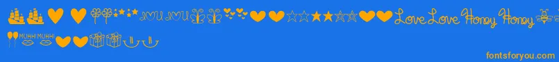 MfDings Font – Orange Fonts on Blue Background