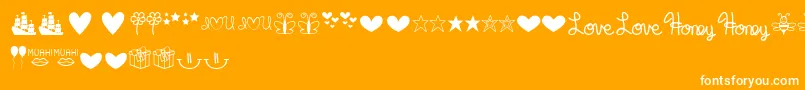 MfDings-Schriftart – Weiße Schriften auf orangefarbenem Hintergrund