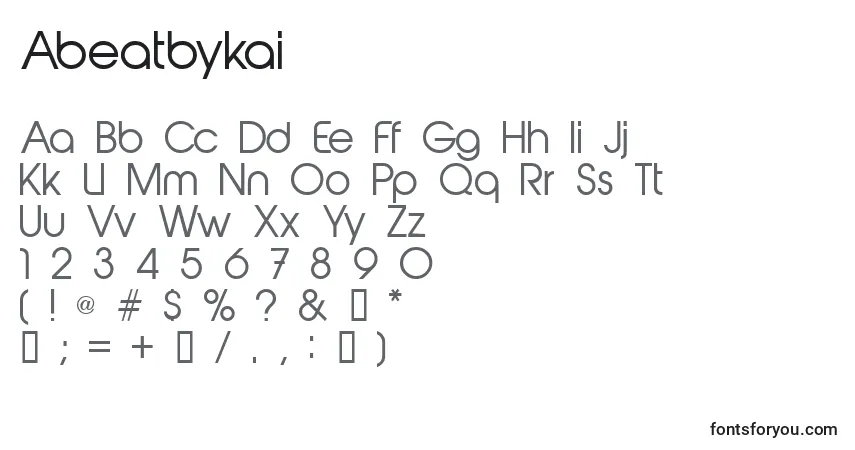 Schriftart Abeatbykai – Alphabet, Zahlen, spezielle Symbole