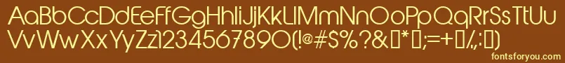 Abeatbykai-Schriftart – Gelbe Schriften auf braunem Hintergrund