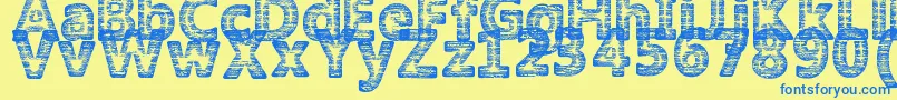 Czcionka AmokyHalftone2Typeface – niebieskie czcionki na żółtym tle