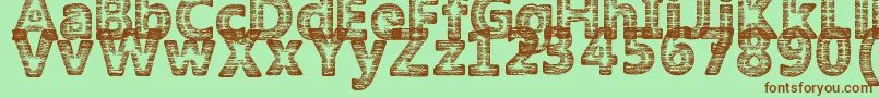 Czcionka AmokyHalftone2Typeface – brązowe czcionki na zielonym tle