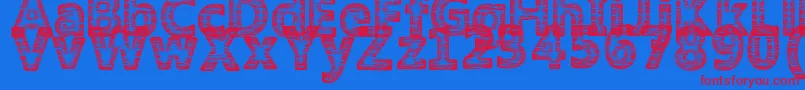 Czcionka AmokyHalftone2Typeface – czerwone czcionki na niebieskim tle