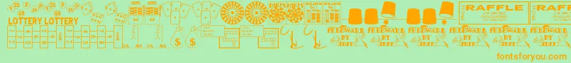 フォントWinner – オレンジの文字が緑の背景にあります。