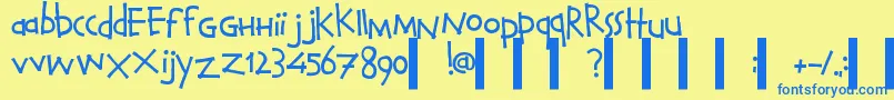 CalvinAndHobbesNormal Font – Blue Fonts on Yellow Background