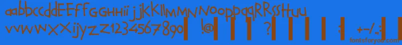 フォントCalvinAndHobbesNormal – 茶色の文字が青い背景にあります。