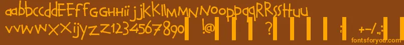 フォントCalvinAndHobbesNormal – オレンジ色の文字が茶色の背景にあります。