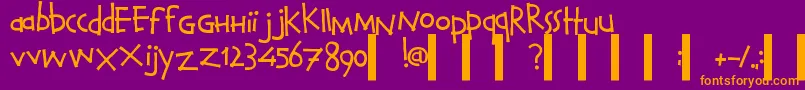 CalvinAndHobbesNormal-fontti – oranssit fontit violetilla taustalla