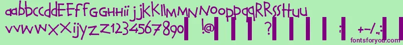 CalvinAndHobbesNormal-Schriftart – Violette Schriften auf grünem Hintergrund
