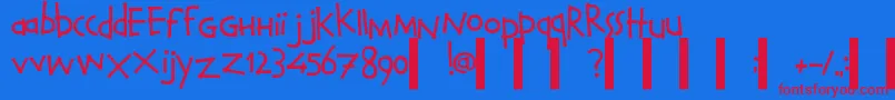 CalvinAndHobbesNormal-fontti – punaiset fontit sinisellä taustalla