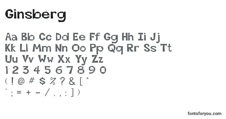 A fonte Ginsberg – alfabeto, números, caracteres especiais