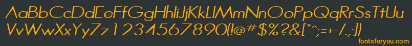 HalibutcondensedItalic-Schriftart – Orangefarbene Schriften auf schwarzem Hintergrund