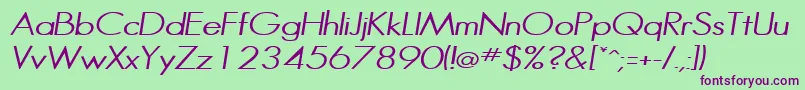 HalibutcondensedItalic Font – Purple Fonts on Green Background