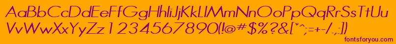 HalibutcondensedItalic Font – Purple Fonts on Orange Background