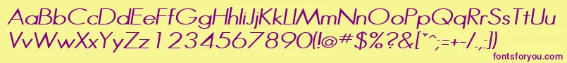 HalibutcondensedItalic Font – Purple Fonts on Yellow Background