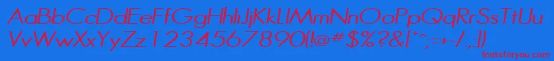 HalibutcondensedItalic Font – Red Fonts on Blue Background