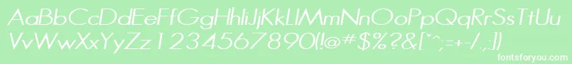 HalibutcondensedItalic-Schriftart – Weiße Schriften auf grünem Hintergrund