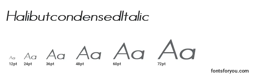 Размеры шрифта HalibutcondensedItalic
