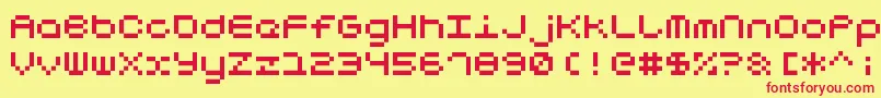 Notalot25-Schriftart – Rote Schriften auf gelbem Hintergrund