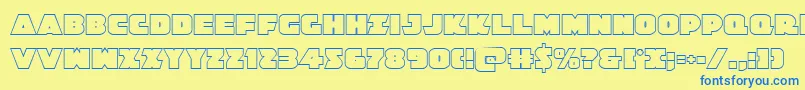 フォントJedisfout – 青い文字が黄色の背景にあります。