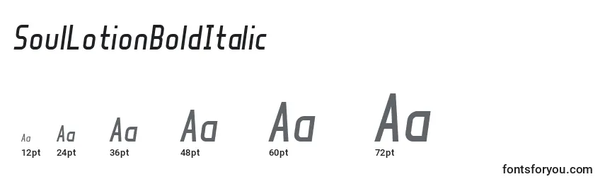 SoulLotionBoldItalic Font Sizes