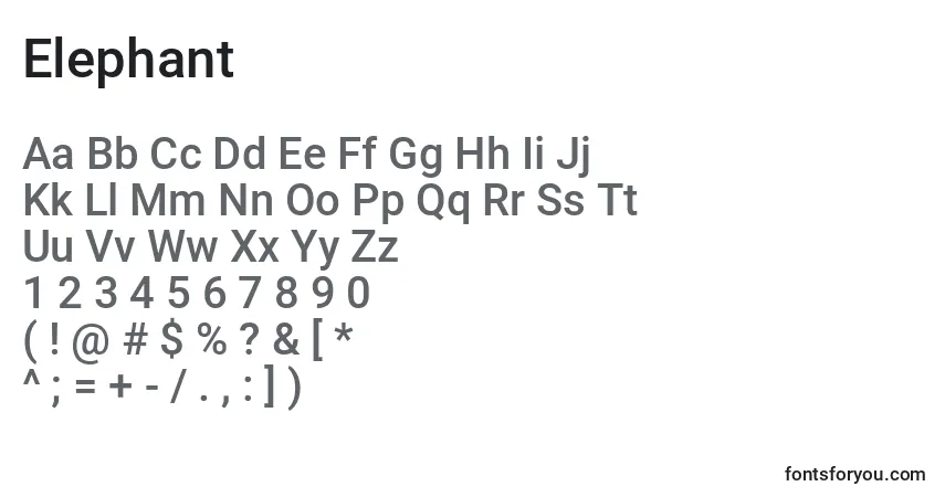 Шрифт Elephant – алфавит, цифры, специальные символы